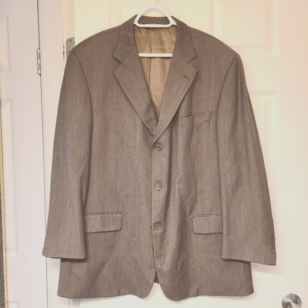Oscar de la Renta Menswear Blazer Union Made Canada Vintage 100% Wool Gray 48R